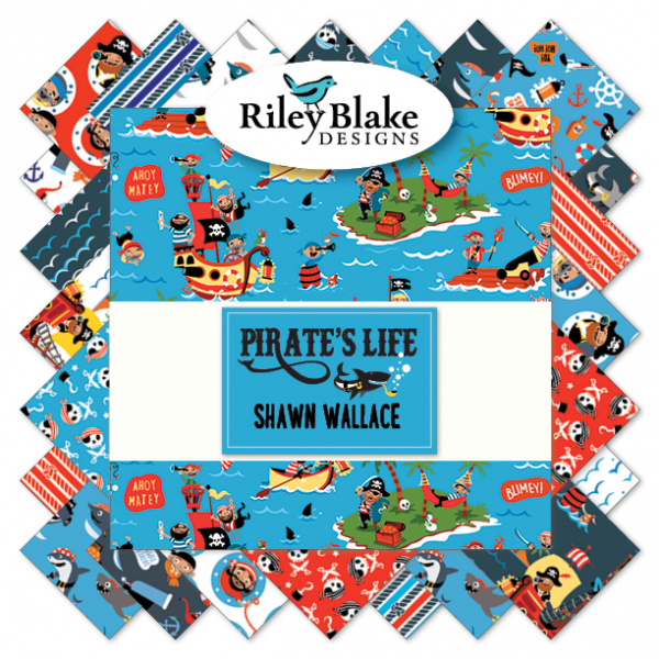 Riley Blake KONA fabrics Pirates Life Pirates Tale One of a Kind UNFINISHED oversized baby toddler quilt top for sale